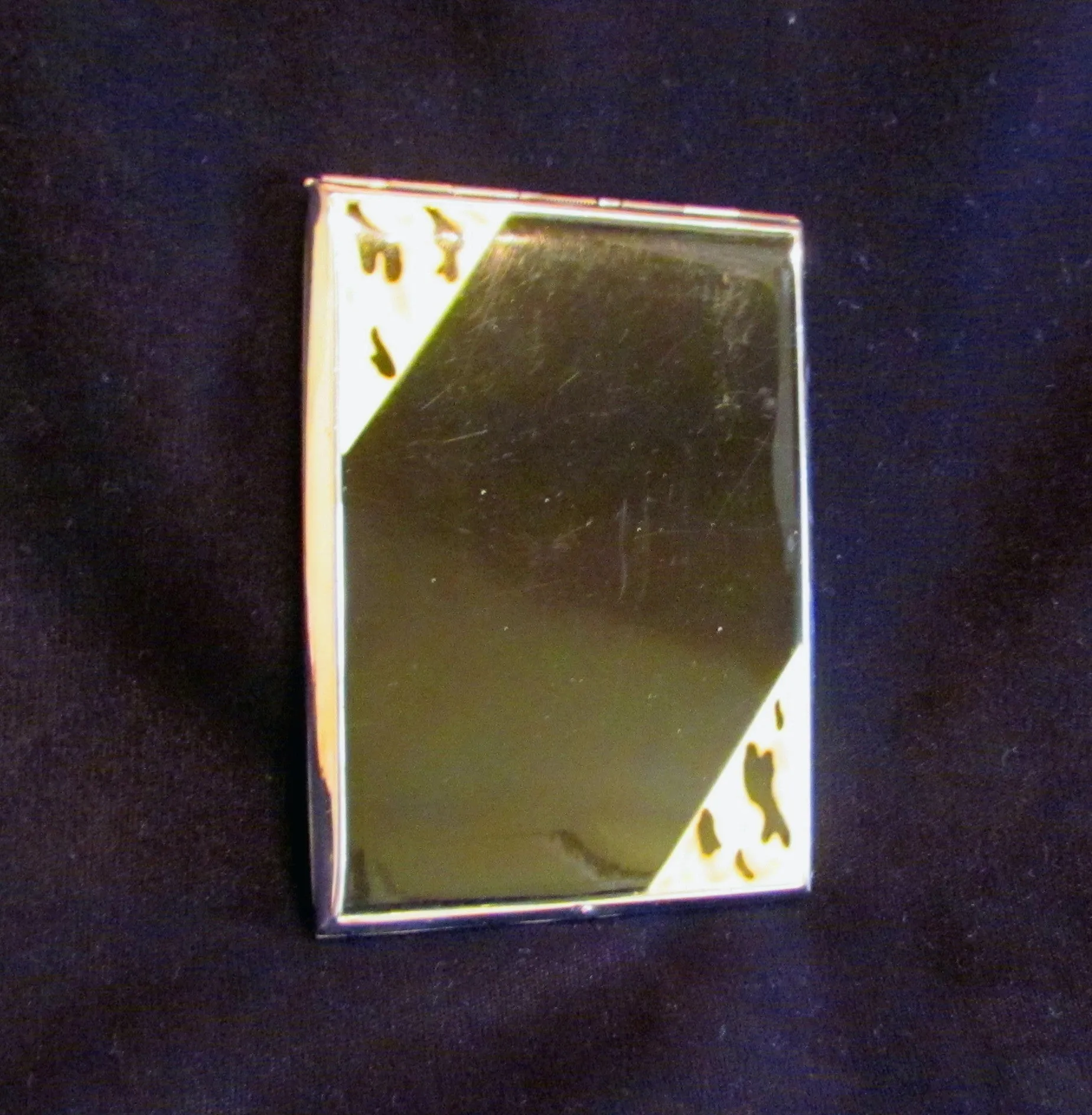 1930s Enamel Cigarette Case Golden Wheel Business Card Case Credit Card Holder Nickel Silver