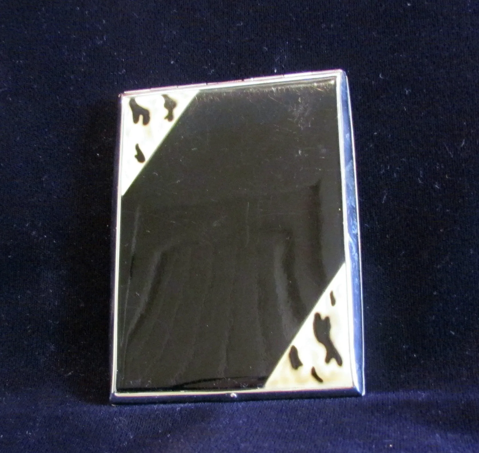 1930s Enamel Cigarette Case Golden Wheel Business Card Case Credit Card Holder Nickel Silver