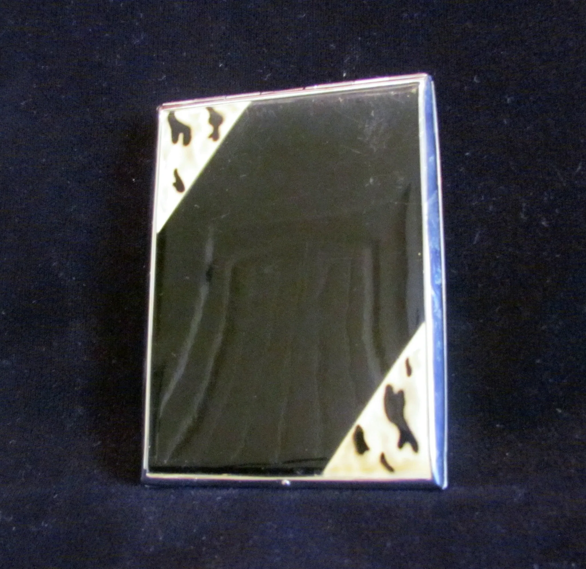 1930s Enamel Cigarette Case Golden Wheel Business Card Case Credit Card Holder Nickel Silver