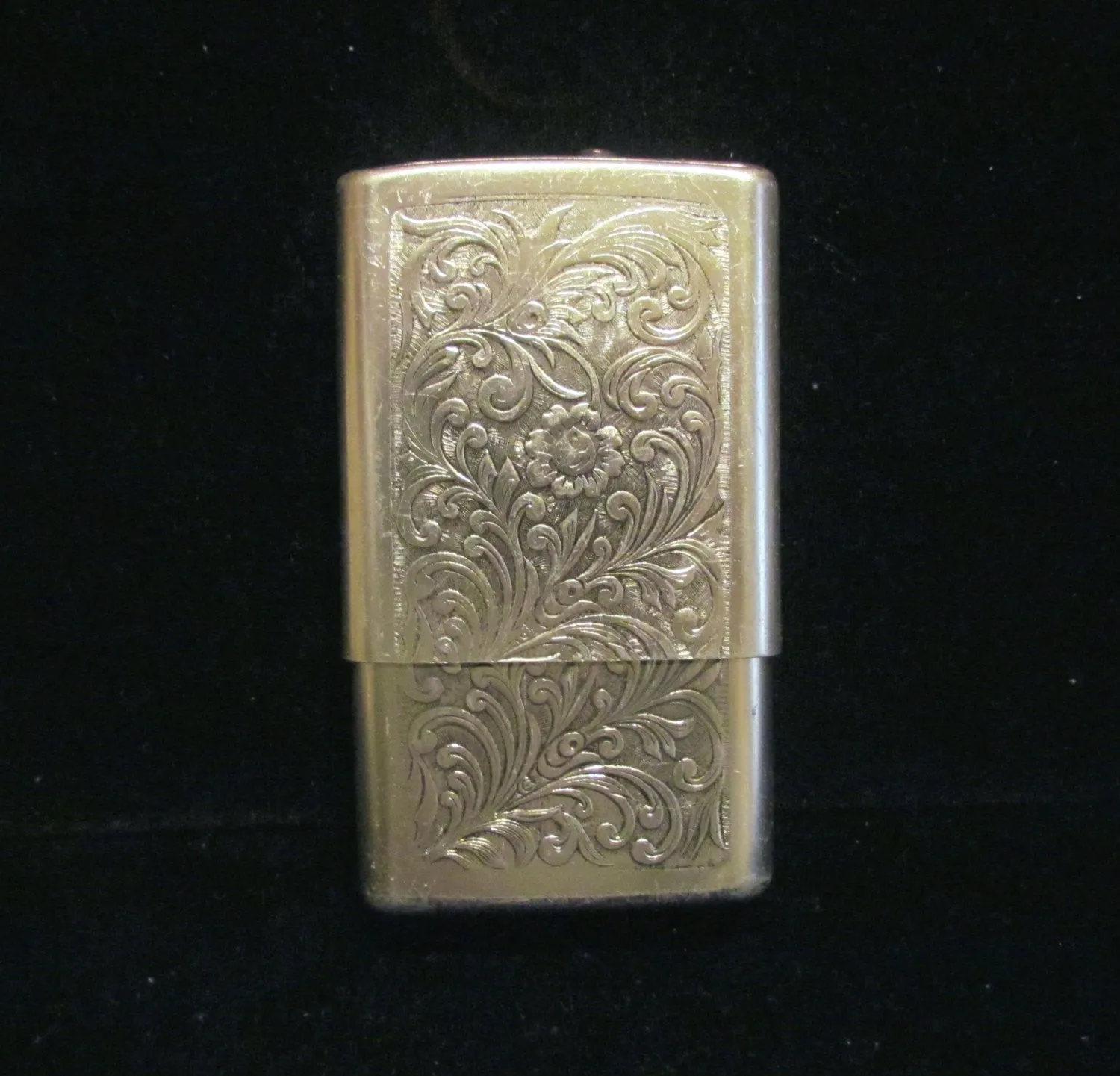 1960's Silver Cigarette Case & Flip Top Lighter Regulars 100's or Kings Working Excellent Condition