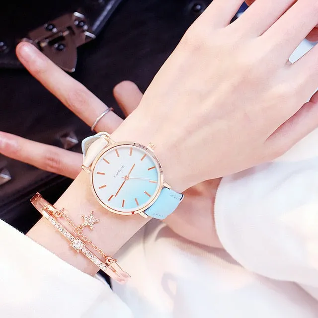 2019 Women's Casual Quartz Leather Band Watch (with add on bracelet)