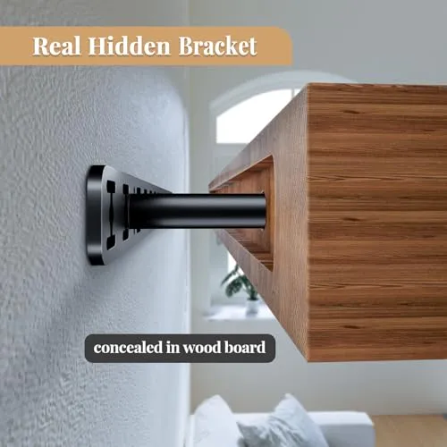 2pcs Floating Shelf Bracket Heavy Duty Hidden Metal Brackets for Shelf,Invisible Shelves Hardware Without Jig (16" x 6" x 1.5")