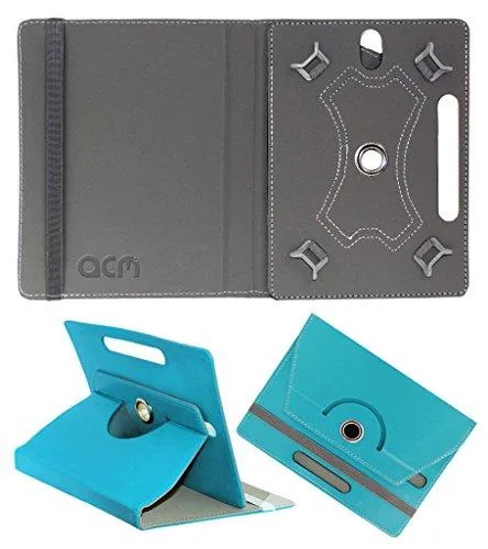 Acm Rotating Leather Flip Case for Lenovo Tab 3 7 Essential Cover Stand Greenish Blue (FREE Acm Wallet Included)