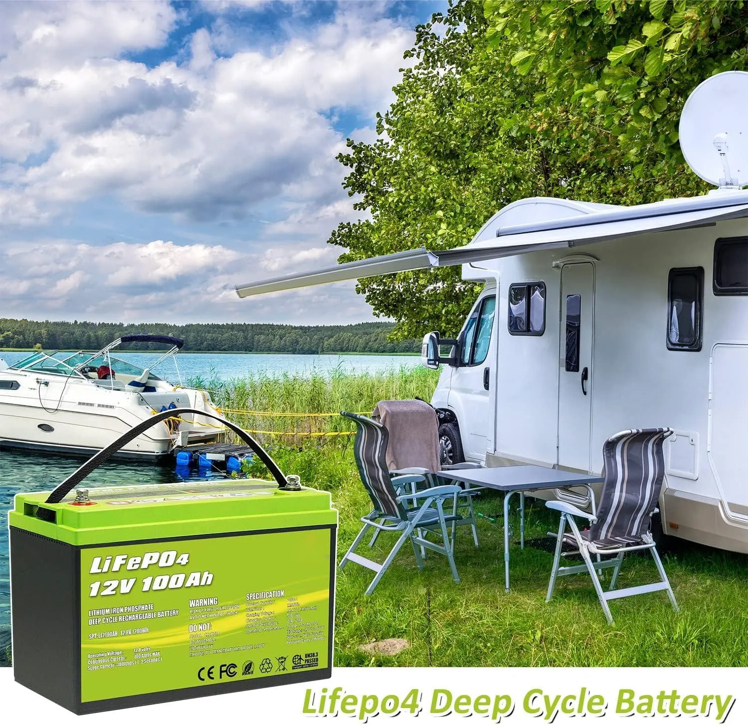 Acopower 12V 100Ah LiFePO4 Deep Cycle Lithium Battery