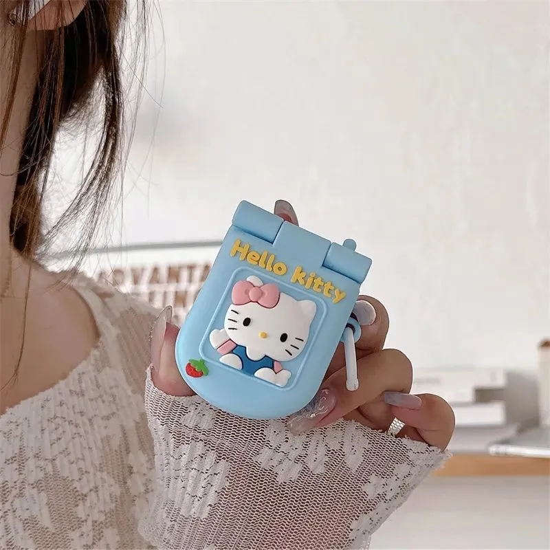 AirPod 4 Hello Kitty AirPod Case Cartoon Flip Phone Portable Mirror