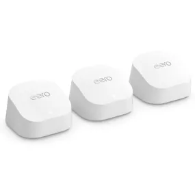 Amazon Eero 6  Mesh Wi-Fi Router | 1.0 Gbps Ethernet | Coverage Up To 4,500 Sq. Ft. | Connect 75  Devices | 3-Pack