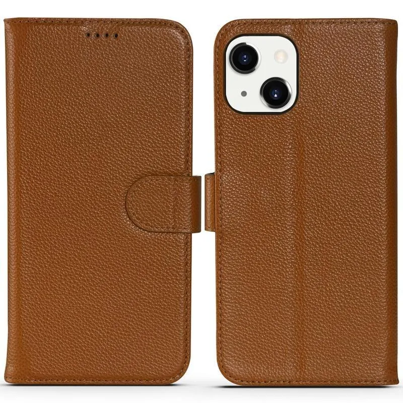 Apple iPhone 6, 7, 8, Genuine Leather Flip Folio Book Wallet Case