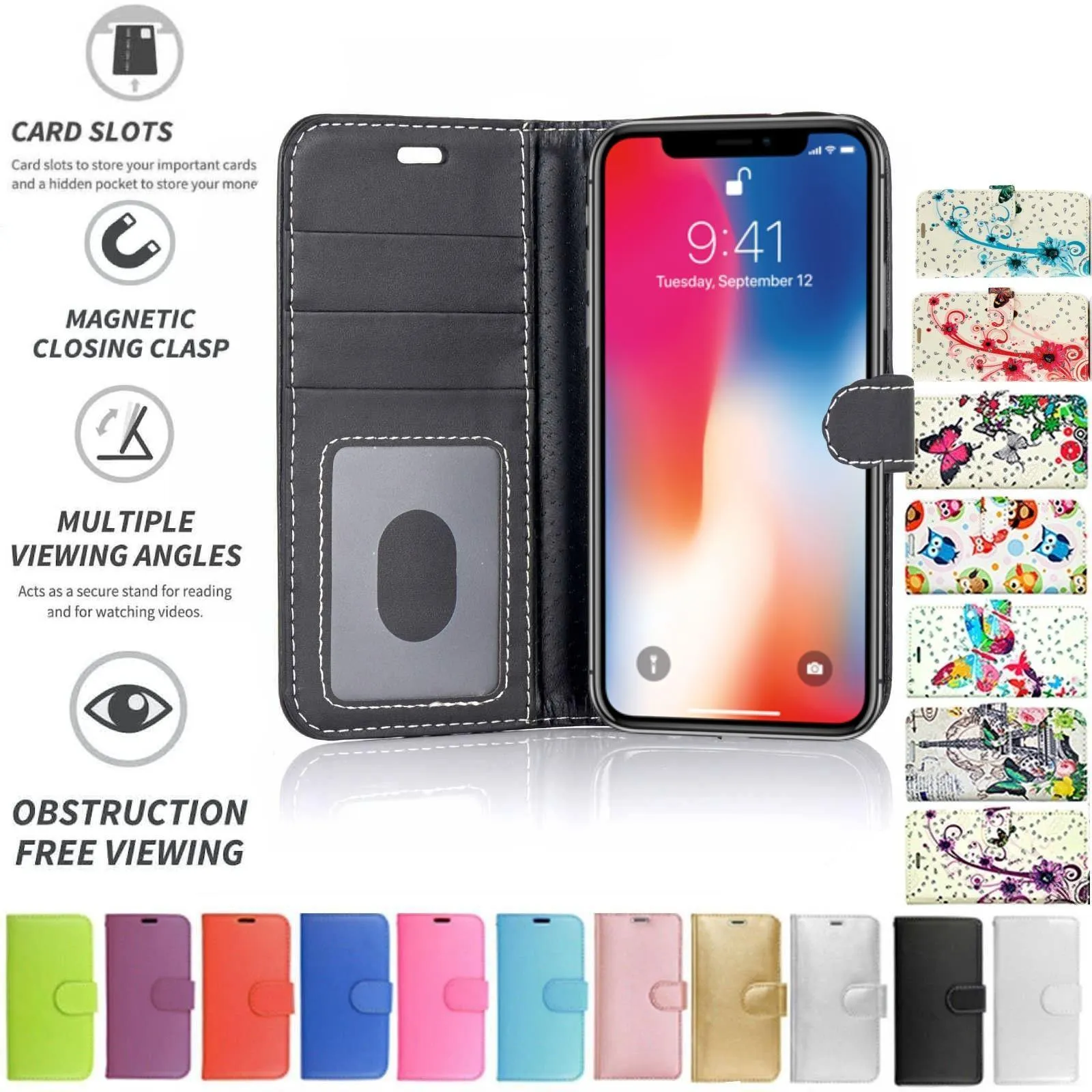 Apple iPhone XS Max Flip Folio Book Wallet Case