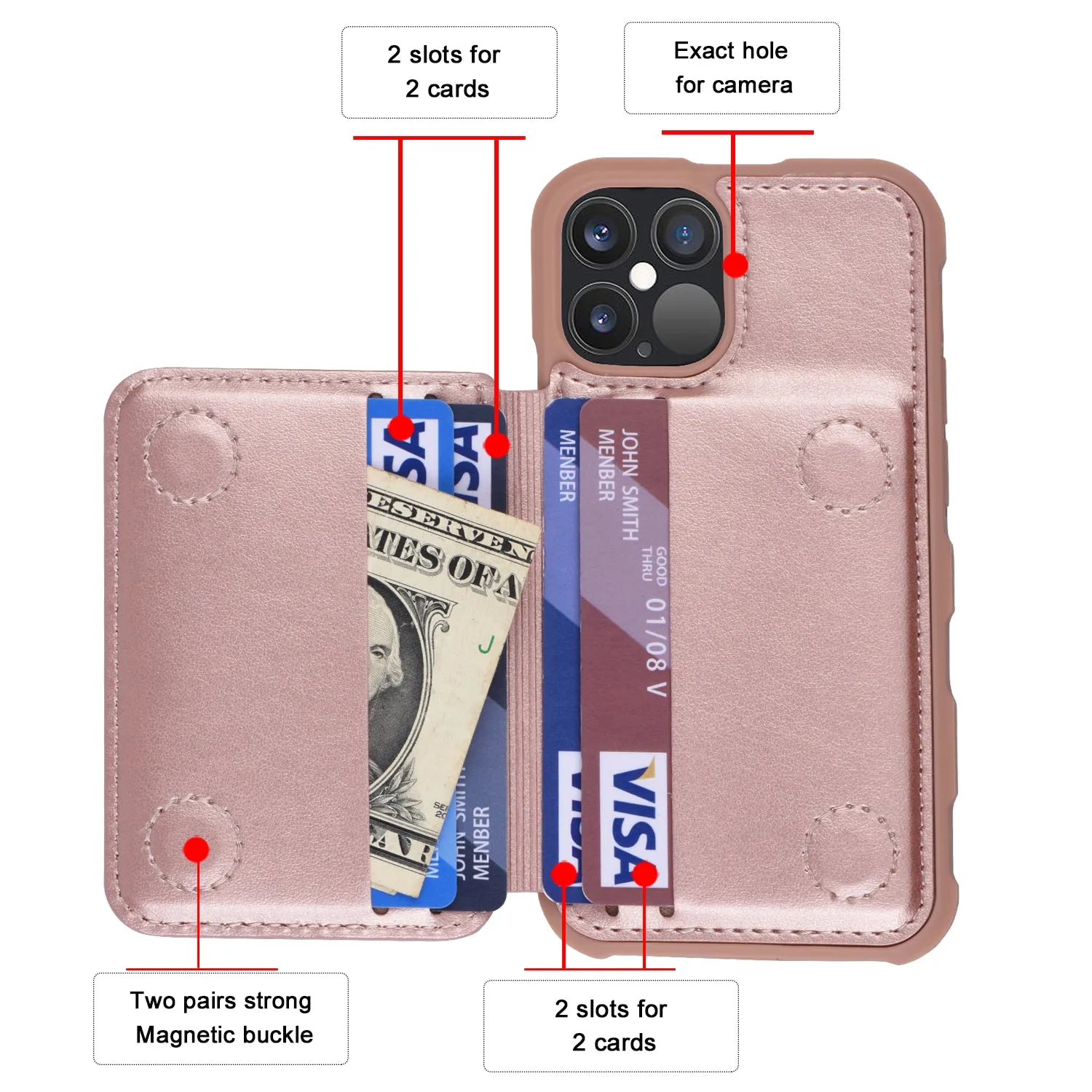 Arae for iPhone 12 Mini Case - Wallet Case with PU Leather Card Pockets Back Flip Cover for iPhone 12 Mini 5.4 inch