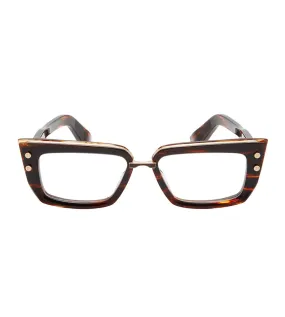 Balmain Unisex Brown Swirl Rectangular Optical Frame