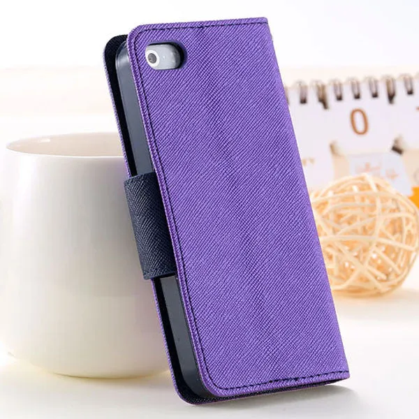 Beautiful Carrying Full Case For Iphone 4 4s 4g Wallet Style Flip PU Leather Phone Cover Stand Card Slot 11 Colors With Logo