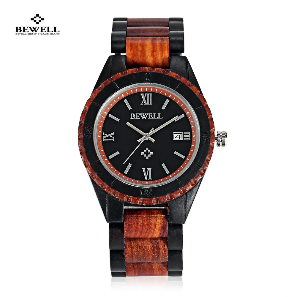 BEWELL Mens Casual Wooden Wristwatch