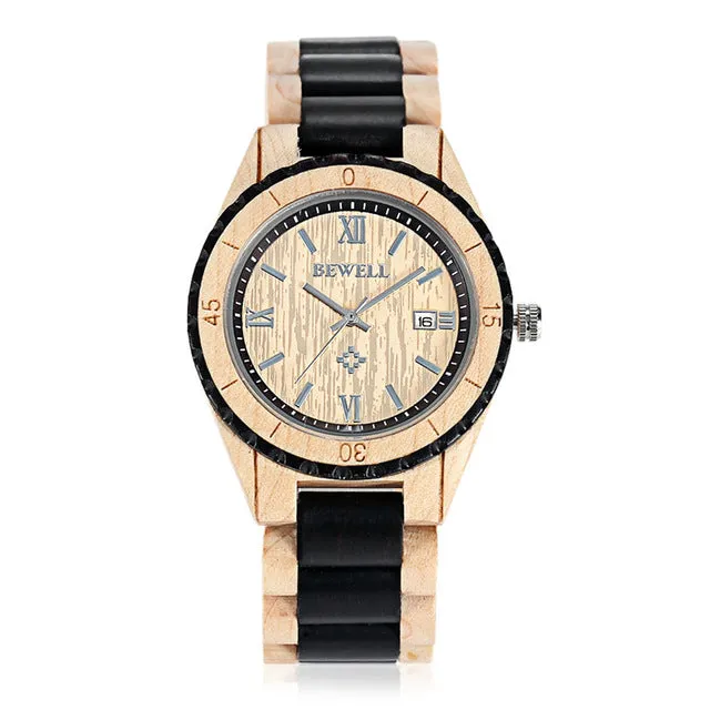 BEWELL Mens Casual Wooden Wristwatch