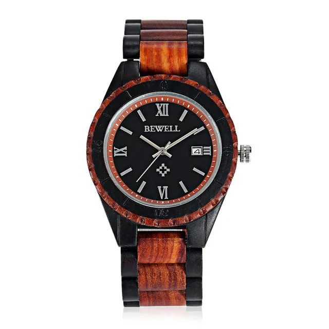 BEWELL Mens Casual Wooden Wristwatch