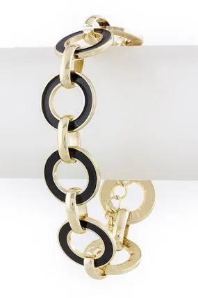 Black & Gold Circle Chain Bracelet