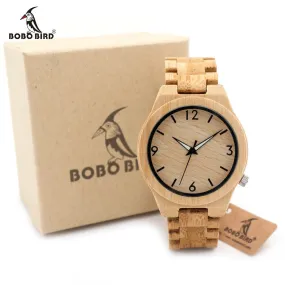 BOBO BIRD Unisex Quartz Wood Wristwatch With Band Night Green Pointer