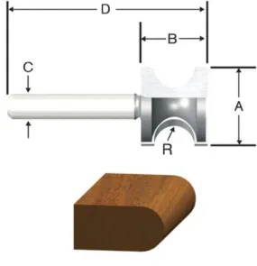 Bosch 23157 Router Bit Carbide Tipped  3/16" R Bull Nose