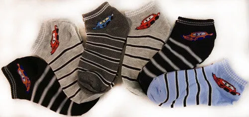 boy's socks with race cars in assorted colors Case of 60