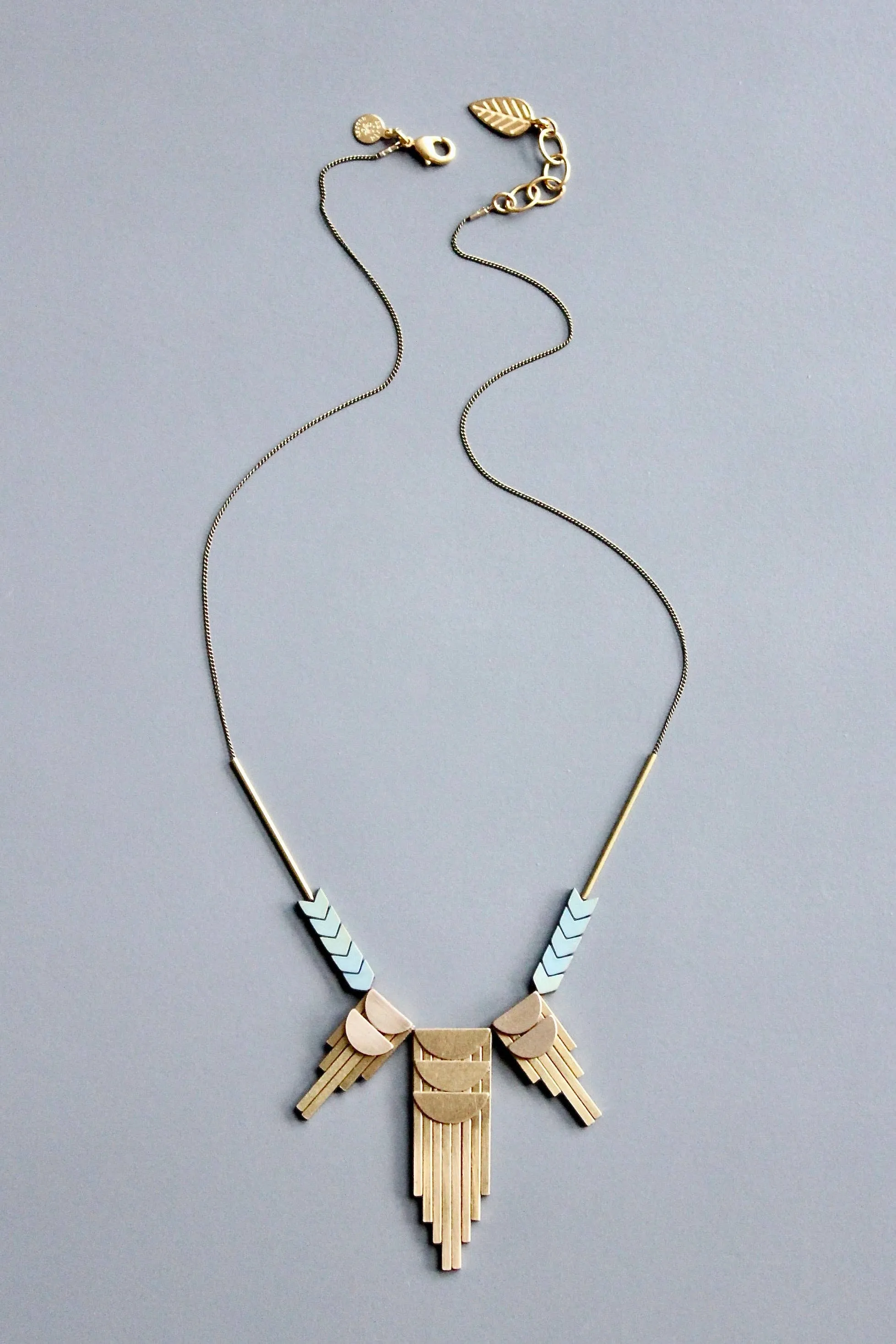 Brass Artdeco pendant necklace