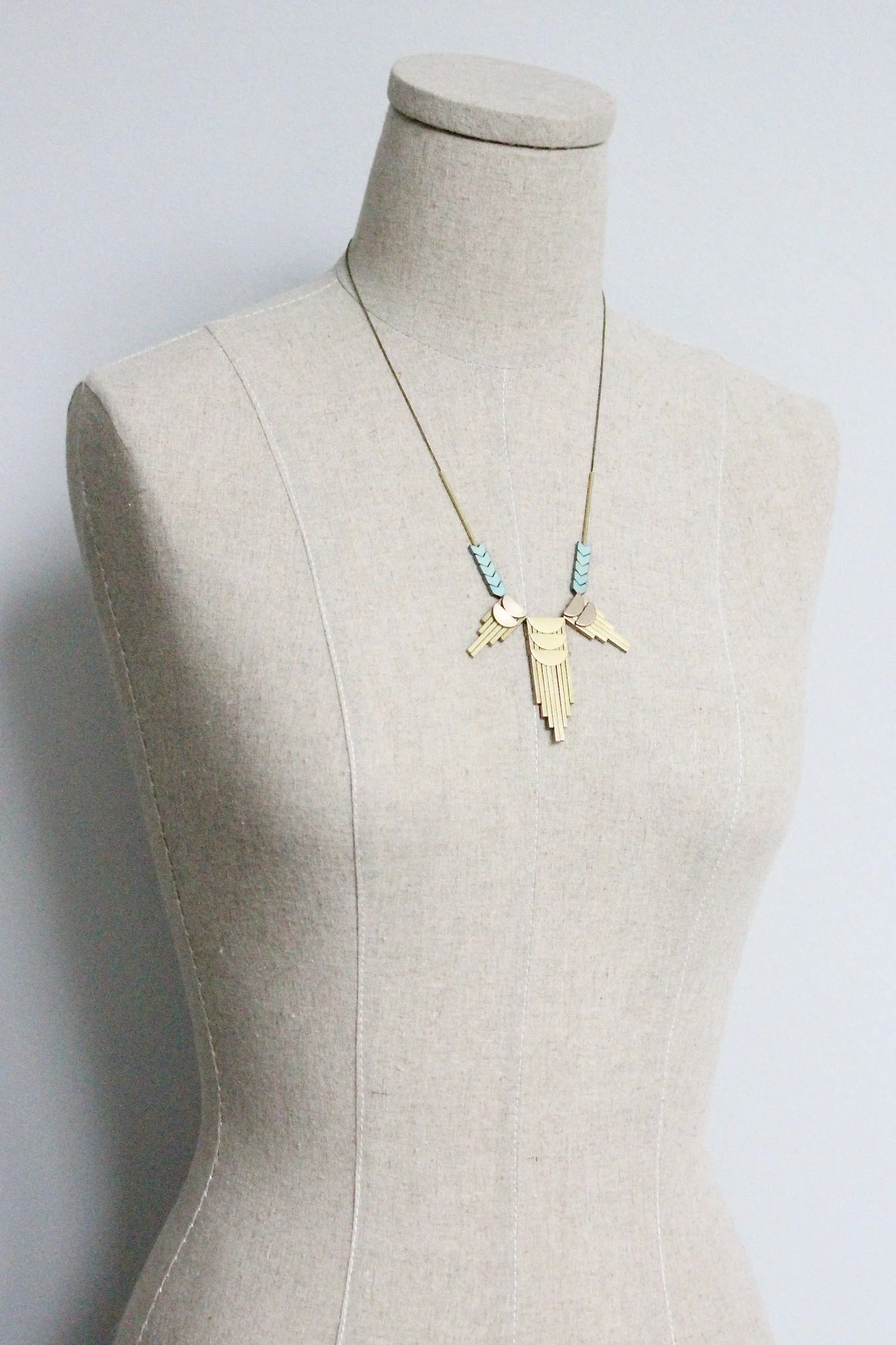 Brass Artdeco pendant necklace