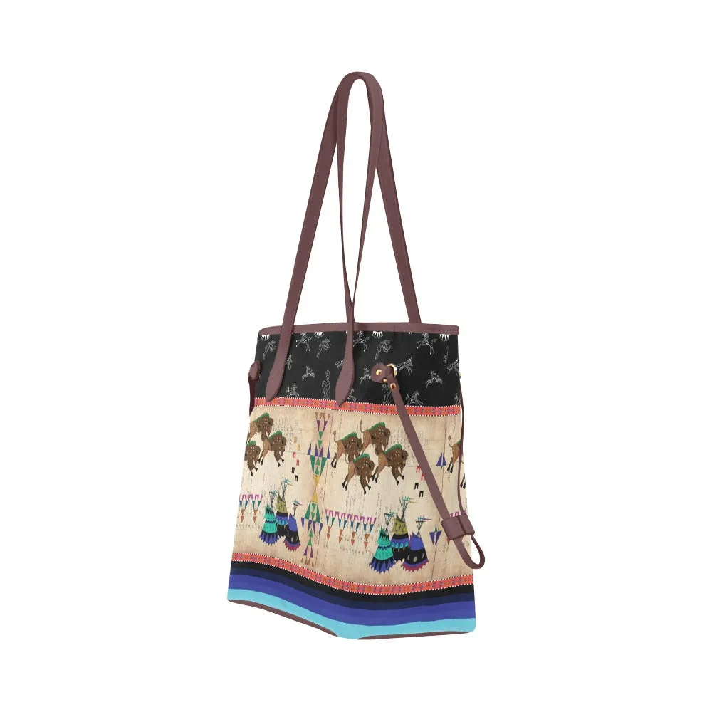 Buffalos Running Black Sky Clover Canvas Tote Bag