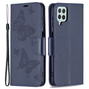 Butterfly Samsung Galaxy A22 4G flip case - Dark Blue