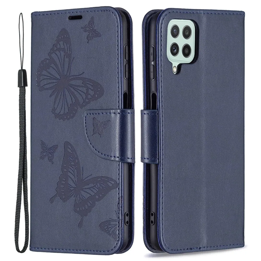 Butterfly Samsung Galaxy A22 4G flip case - Dark Blue