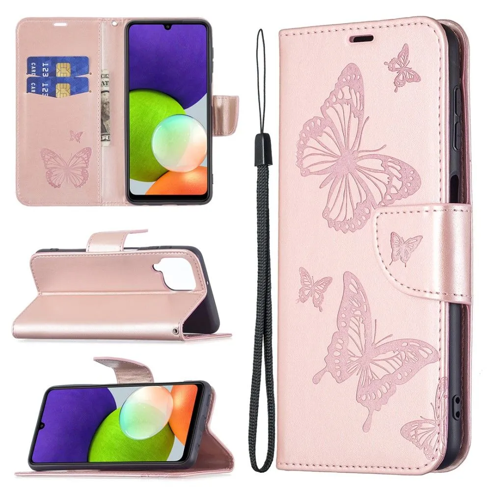 Butterfly Samsung Galaxy A22 4G flip case - Rose Gold