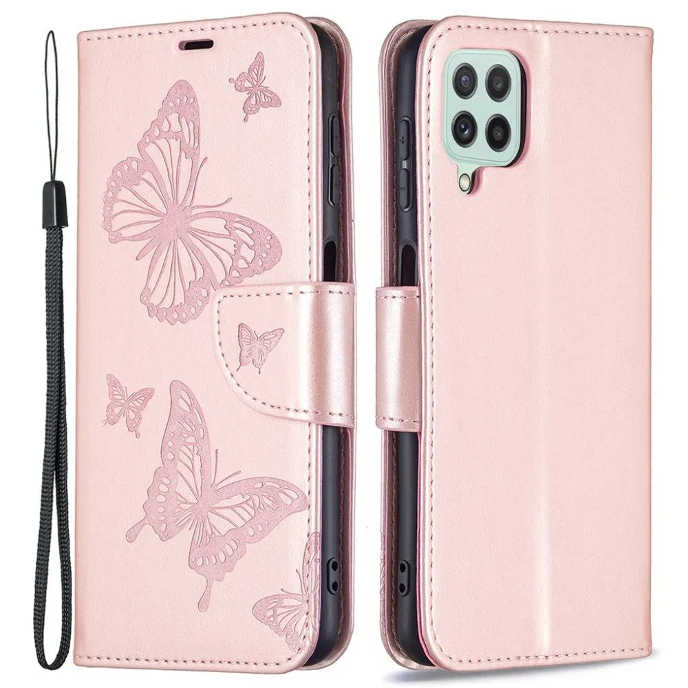 Butterfly Samsung Galaxy A22 4G flip case - Rose Gold