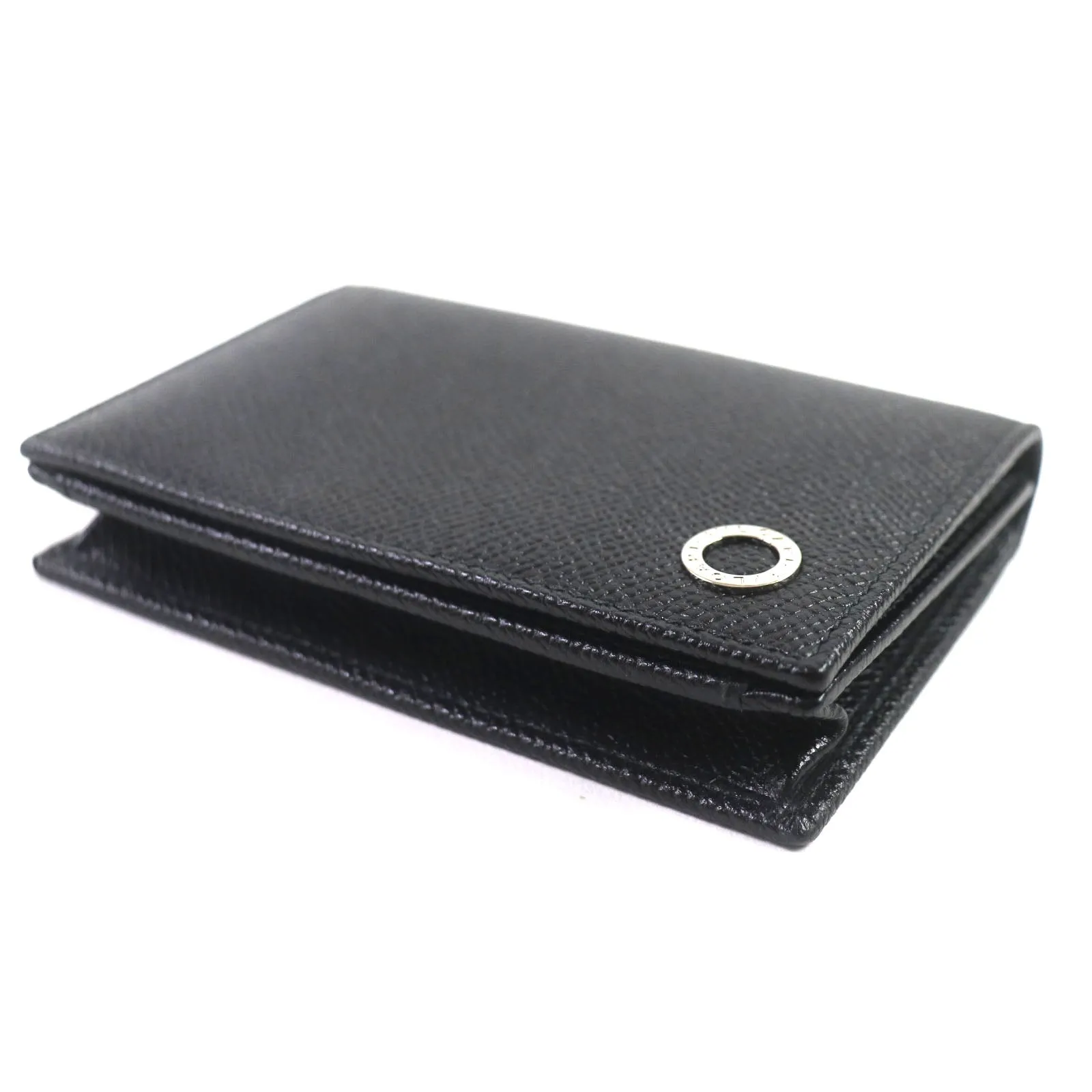 BVLGARI Leather Bi-fold Card Case Black