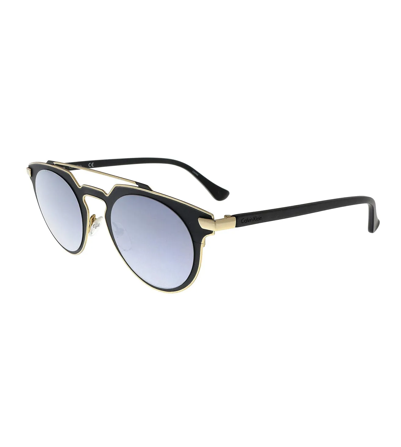 Calvin Klein Women's Blue-mirror Round Sunglasses