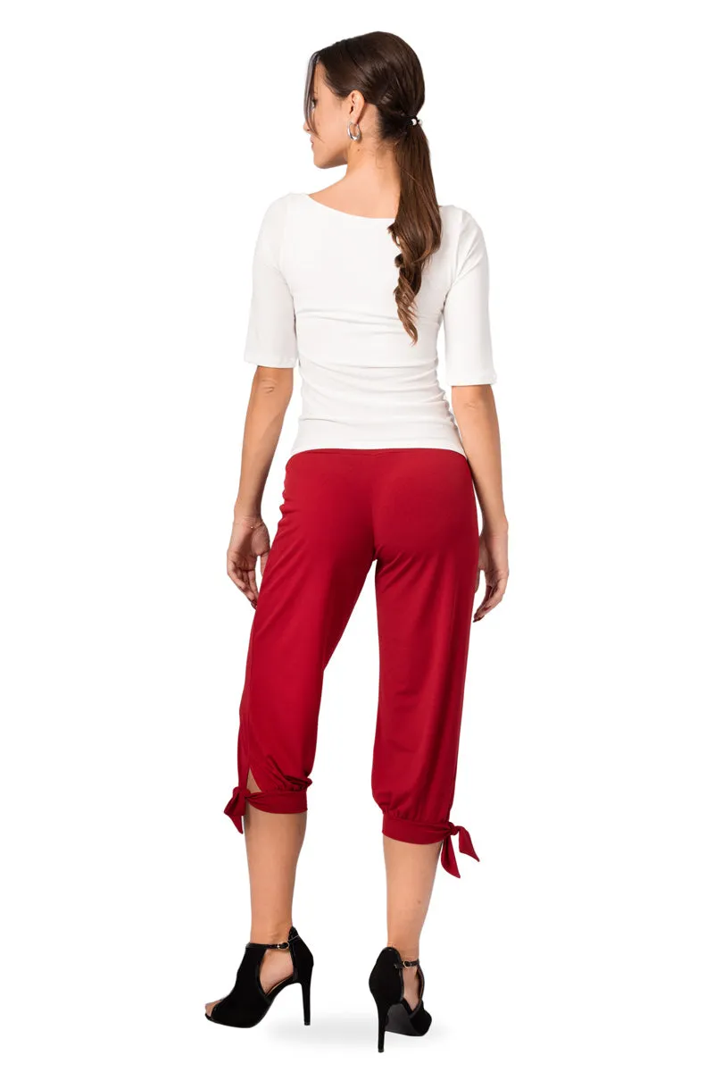 Capri Pants With Adjustable Cuffs (XS,S) (Fuchsia)