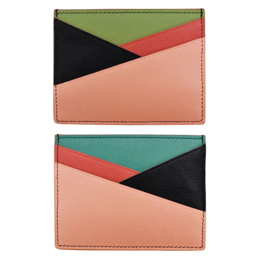 Card Holder Asymmetric Peach Multi Leather RFID Blocking  7173