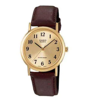 Casio MTP-1095Q-9B1D Brown Leather Strap Watch for Men and Women