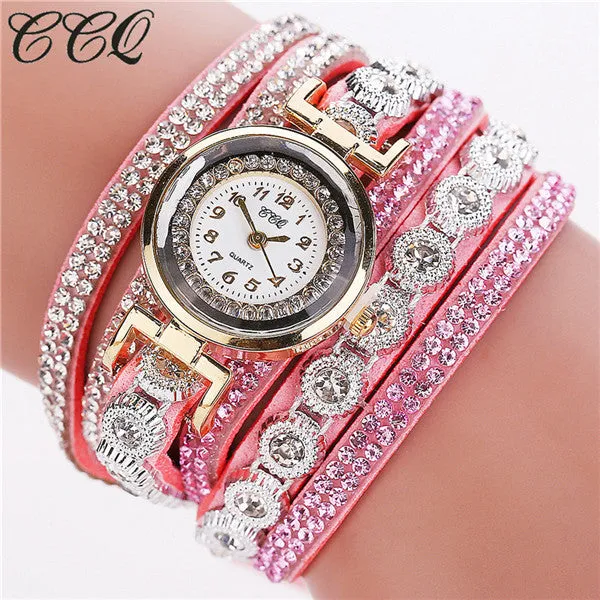 CCQ Brand Fashion Luxury Rhinestone Bracelet Watch Ladies Quartz Watch Casual Women Wristwatch Relogio Feminino C43