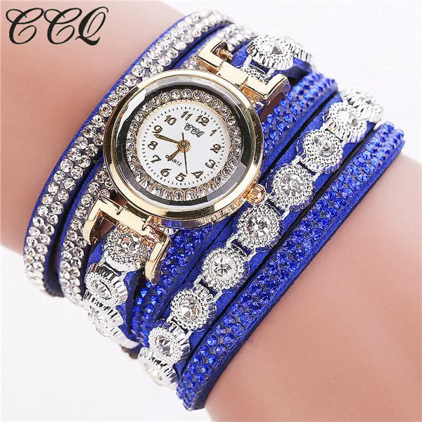 CCQ Brand Fashion Luxury Rhinestone Bracelet Watch Ladies Quartz Watch Casual Women Wristwatch Relogio Feminino C43