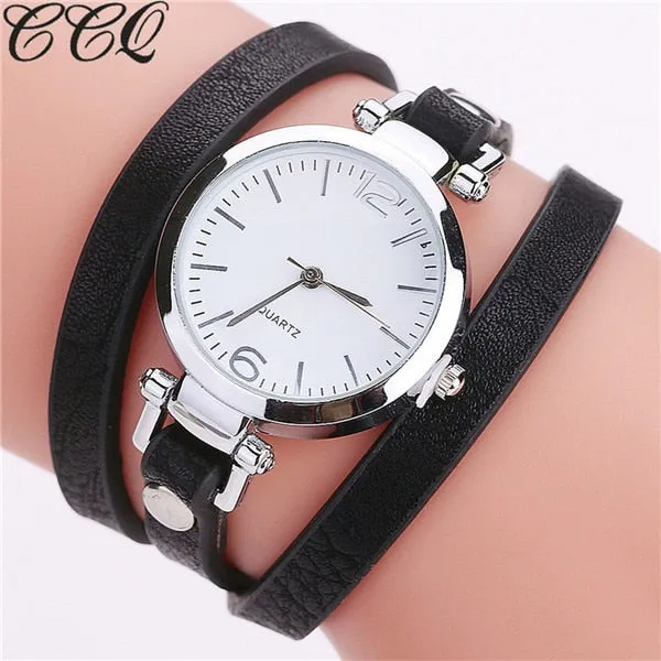 CCQ Brand New Fashion Luxury Leather Bracelet Watch Ladies Quartz Watch Casual Women Wristwatches Relogio Feminino Hot Selling