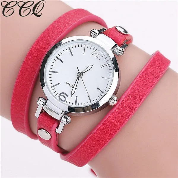 CCQ Brand New Fashion Luxury Leather Bracelet Watch Ladies Quartz Watch Casual Women Wristwatches Relogio Feminino Hot Selling