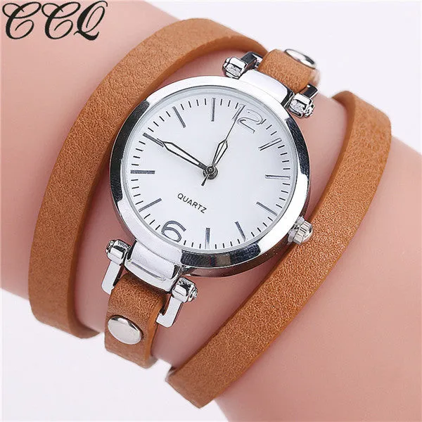 CCQ Brand New Fashion Luxury Leather Bracelet Watch Ladies Quartz Watch Casual Women Wristwatches Relogio Feminino Hot Selling