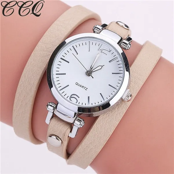 CCQ Brand New Fashion Luxury Leather Bracelet Watch Ladies Quartz Watch Casual Women Wristwatches Relogio Feminino Hot Selling