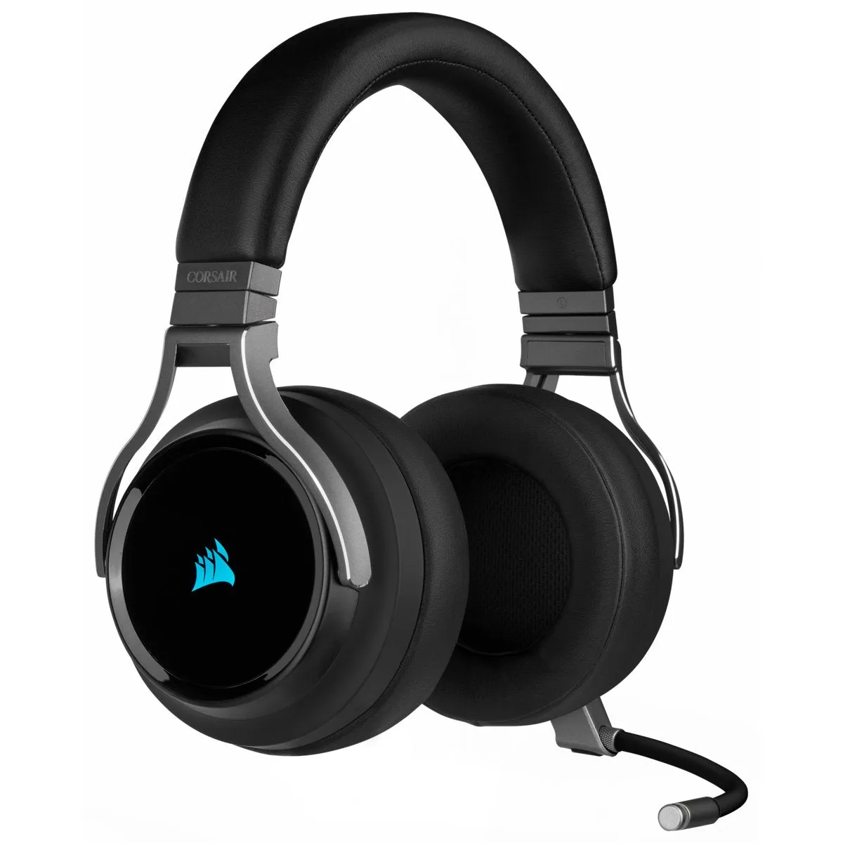 [CLEARANCE] CORSAIR Virtuoso iCUE RGB Wireless High Fidelity Gaming Headset Headphones w/ 7.1 Surround Sound, Detachable Broadcast-Grade Omnidirectional Microphone, Slipstream / USB & 3.5mm AUX Wired for PC Laptop and Consoles (Carbon)