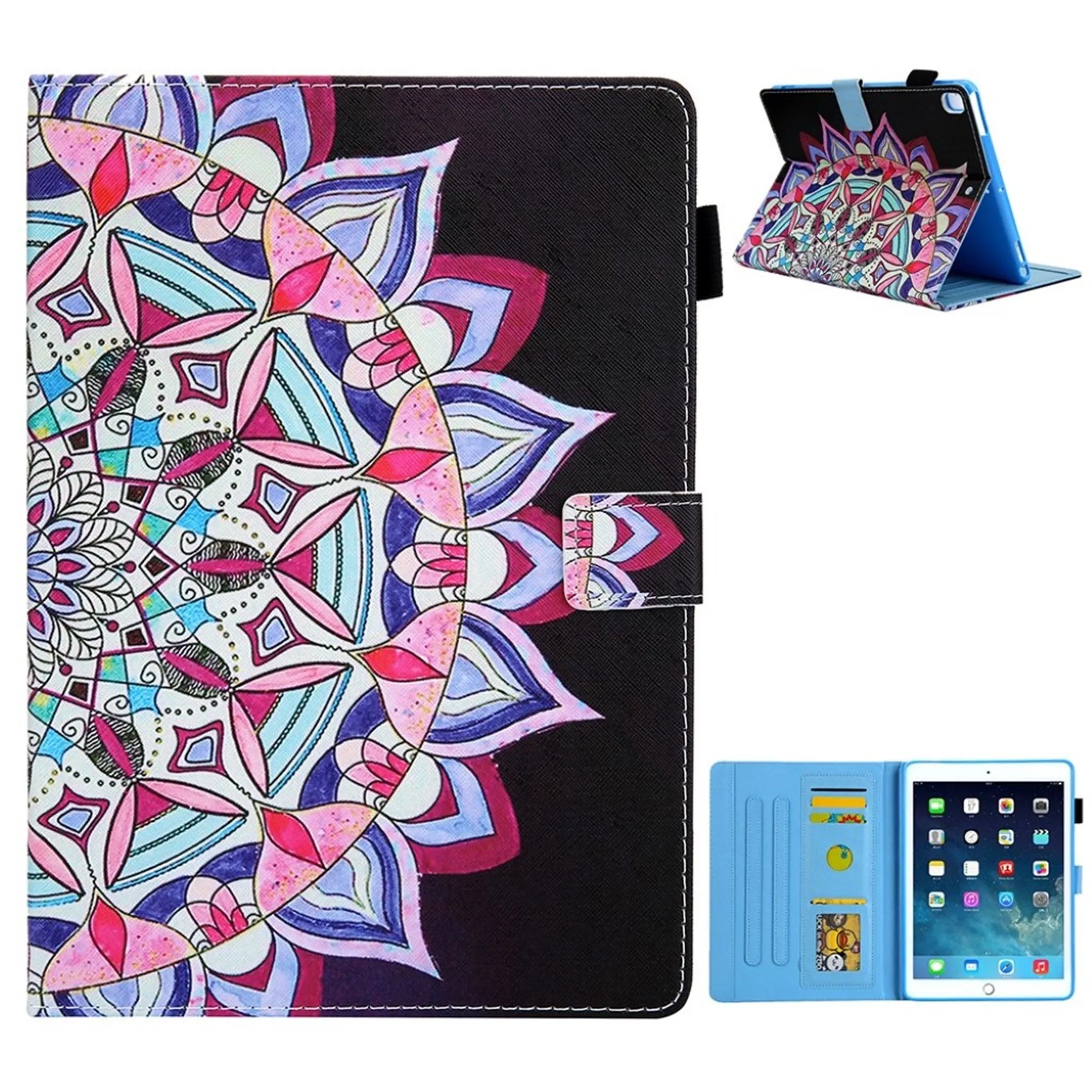 Cool patterned leather flip case for iPad (2018) - Mandala