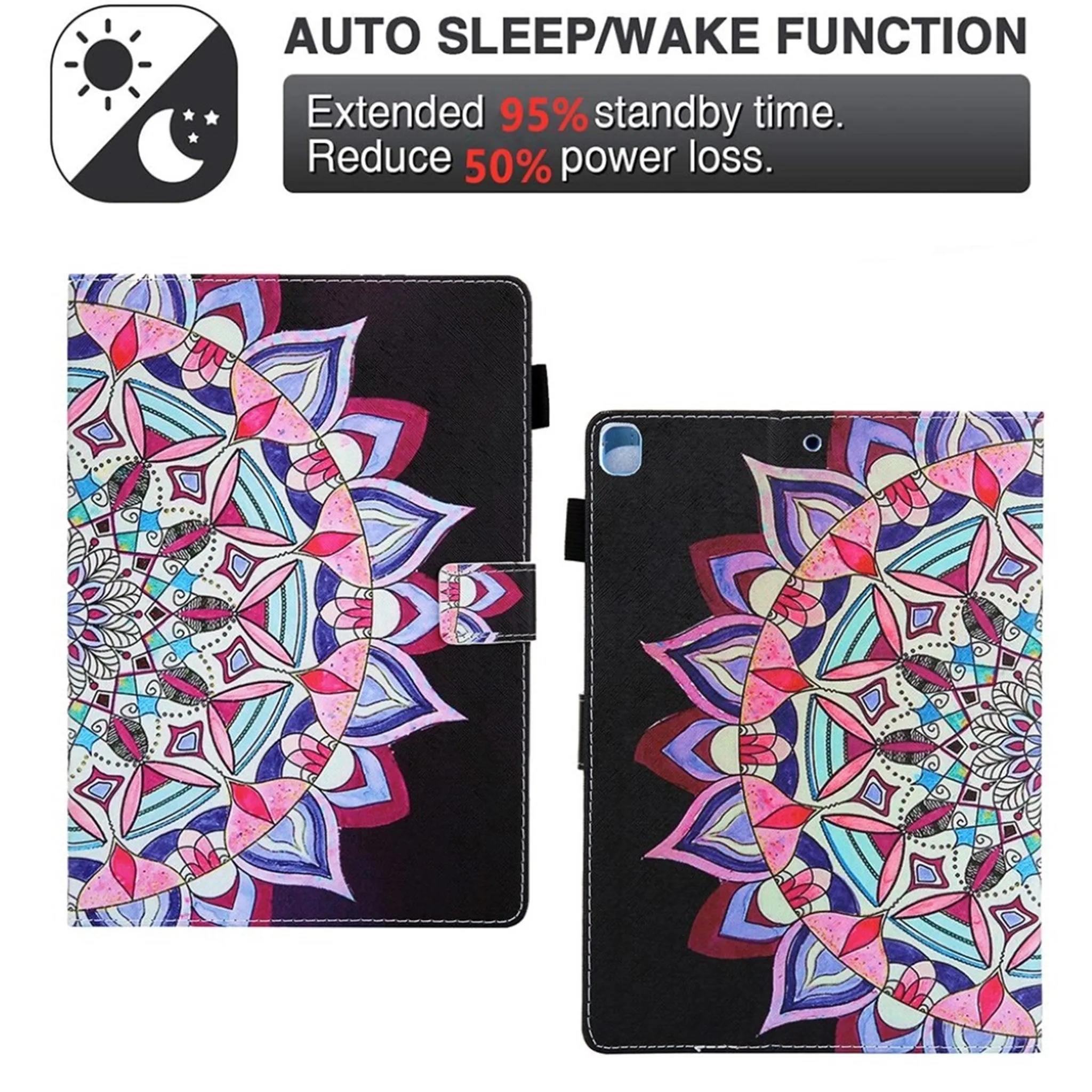 Cool patterned leather flip case for iPad (2018) - Mandala