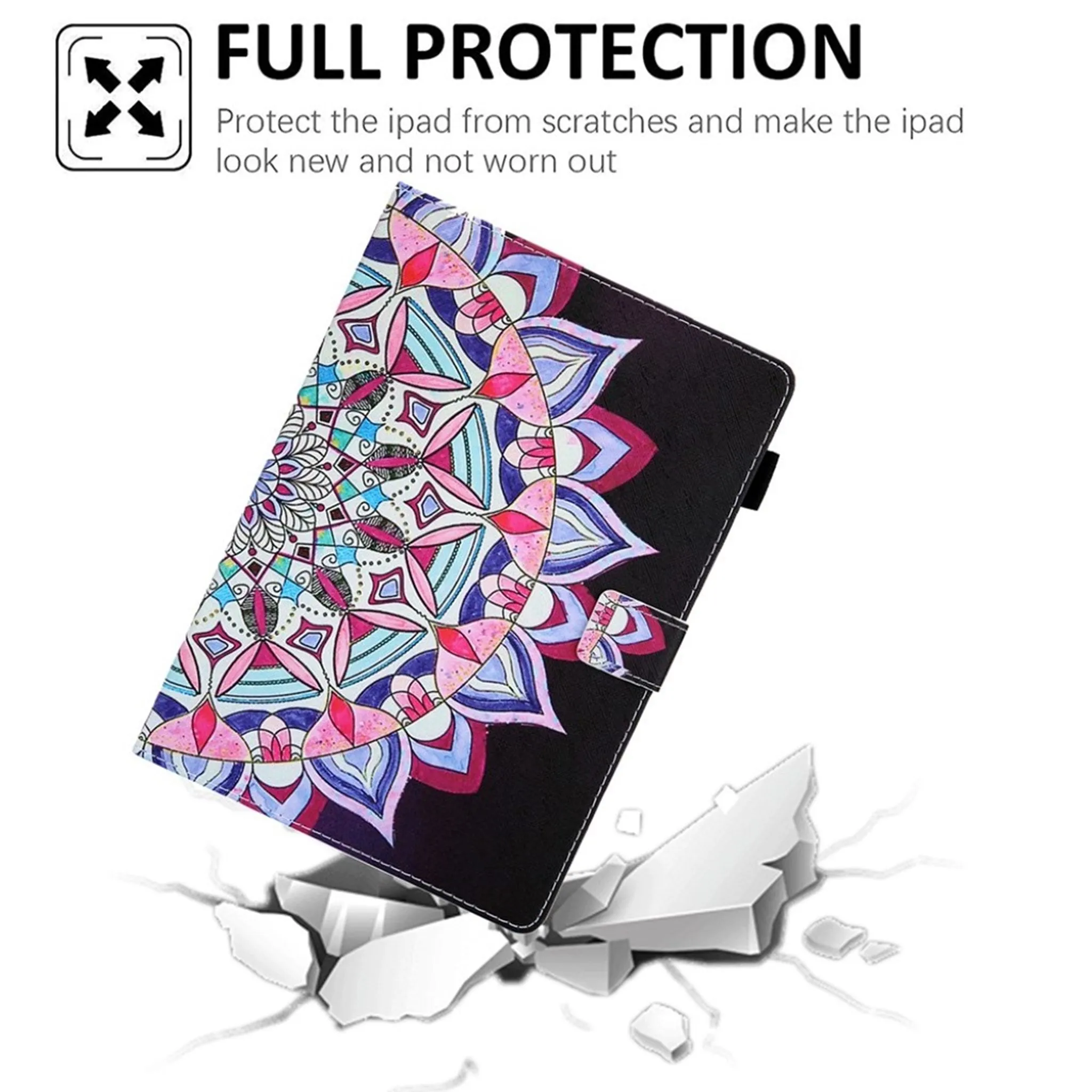 Cool patterned leather flip case for iPad (2018) - Mandala