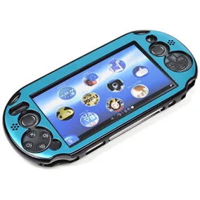 COSMOS ® Light Blue Aluminum Metallic Protection Hard Case Cover for PlayStation PS VITA 2000 & Cosmos Brand LCD Touch Screen Cleaning Cloth (NOT for vita 1000 series)