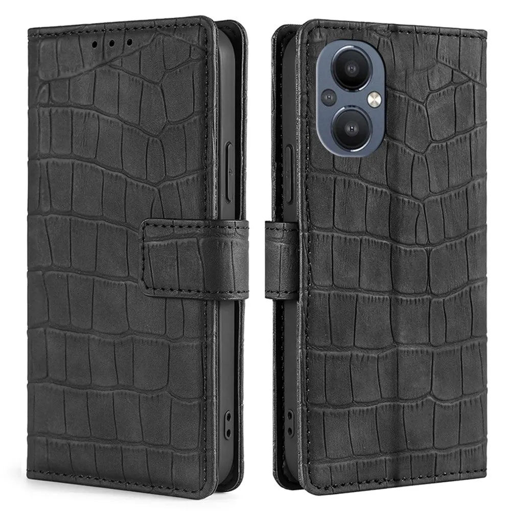 Crocodile textured leather case for OnePlus Nord N20 5G - Black