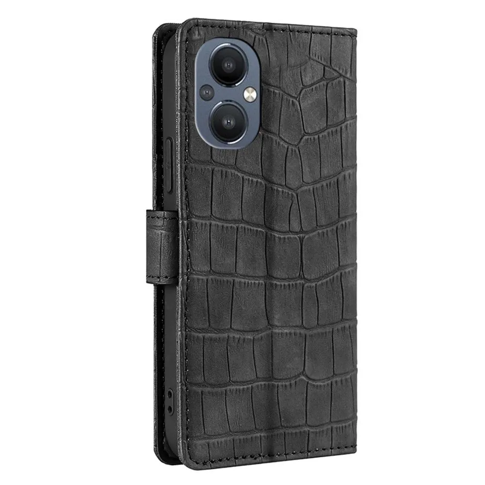 Crocodile textured leather case for OnePlus Nord N20 5G - Black