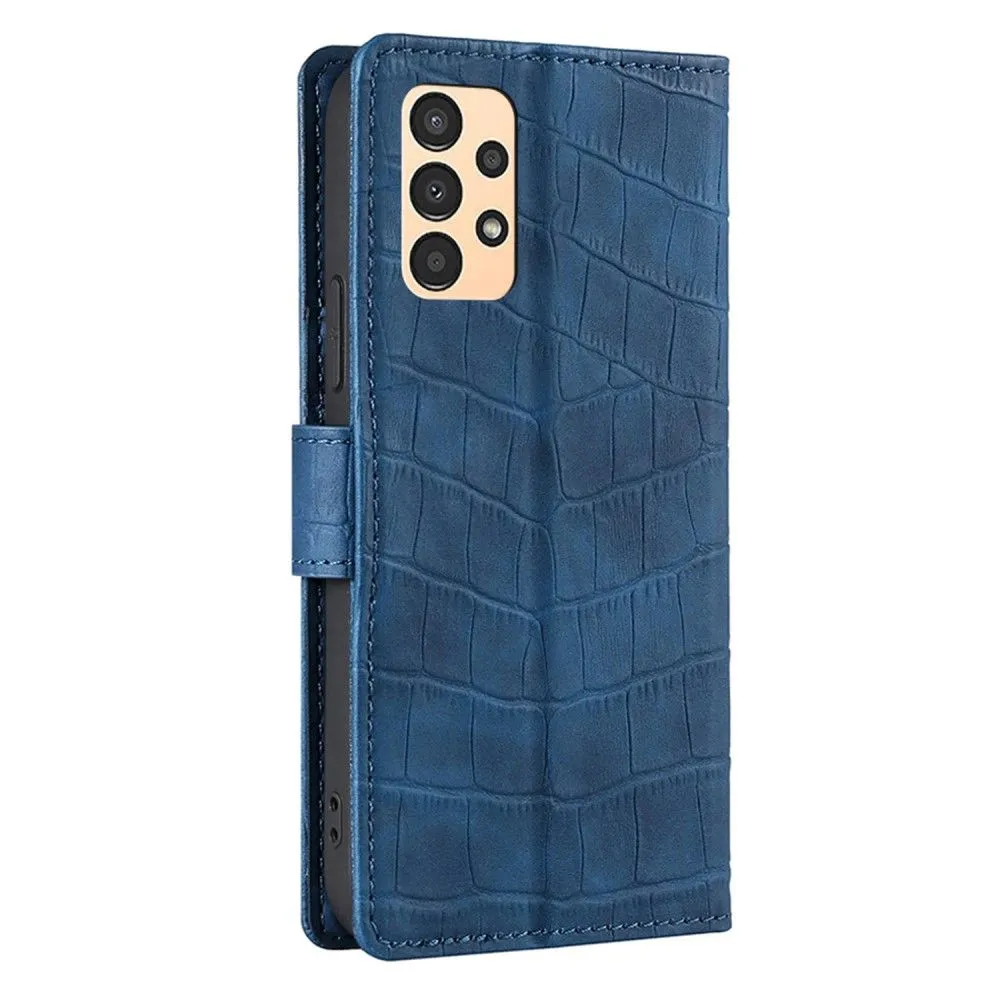 Crocodile textured leather case for Samsung Galaxy A13 4G - Blue