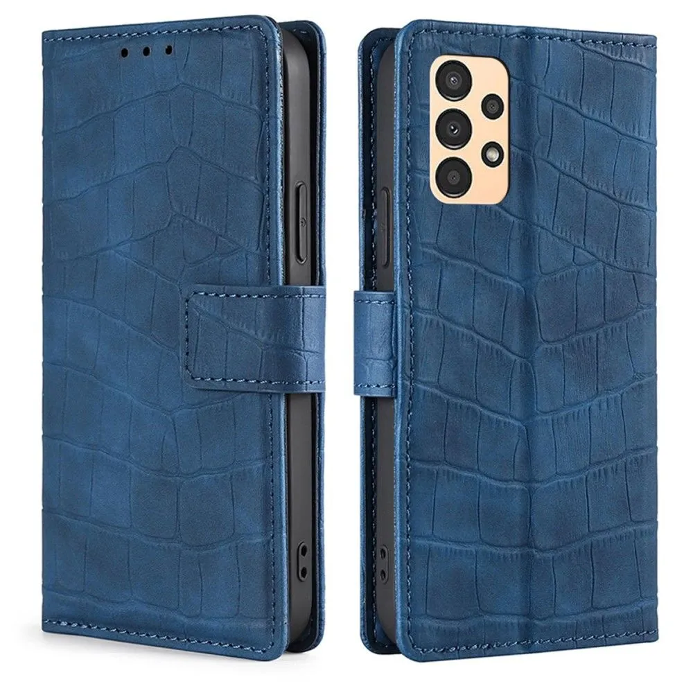 Crocodile textured leather case for Samsung Galaxy A13 4G - Blue