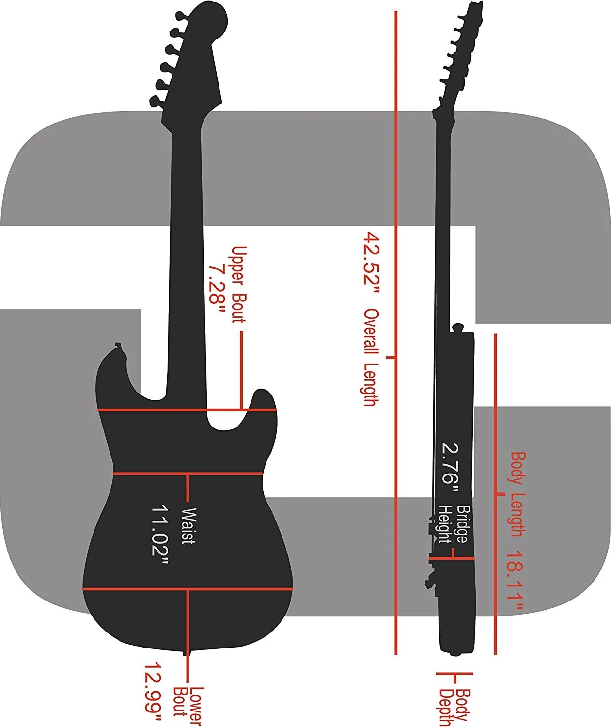 Crossrock Fiberglass Case for Telecaster and Stratocaster Style in Electric Guitars - Black (CRF2020GSTBK)